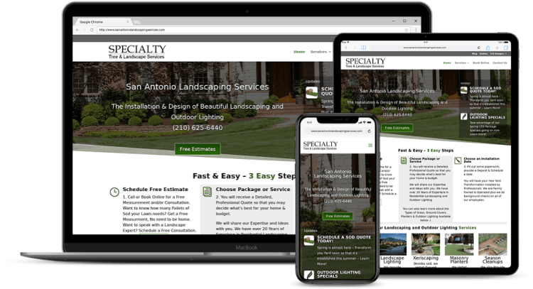 Mockup of new Website Design for Specialty Landscaping