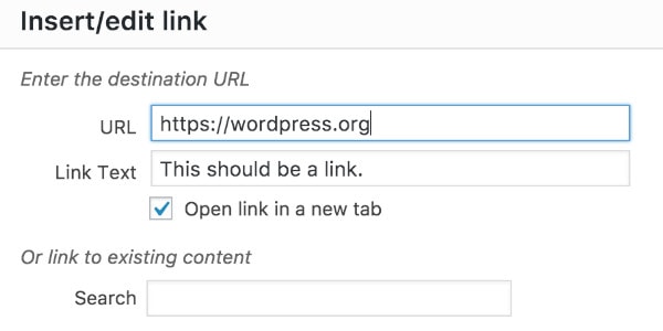 WordPress Open Link New Tab
